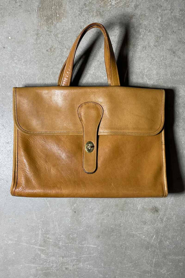 80s-90s LEATHER MEDIUM HANDBAG / BEIGE [SIZE: ONE SIZE USED]