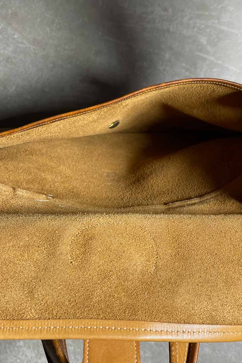 80s-90s LEATHER MEDIUM HANDBAG / BEIGE [SIZE: ONE SIZE USED]