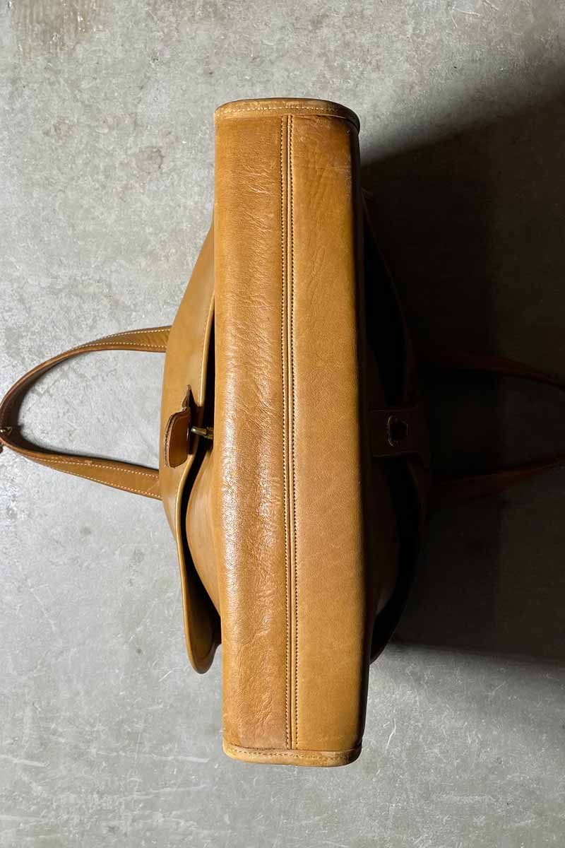 80s-90s LEATHER MEDIUM HANDBAG / BEIGE [SIZE: ONE SIZE USED]