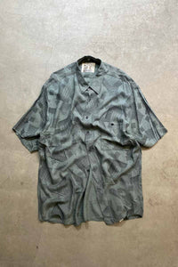MADE IN ITALY 90'S S/S POCKET DESIGN PATTERN RAYON SHIRT / KHAKI [SIZE: XL USED]