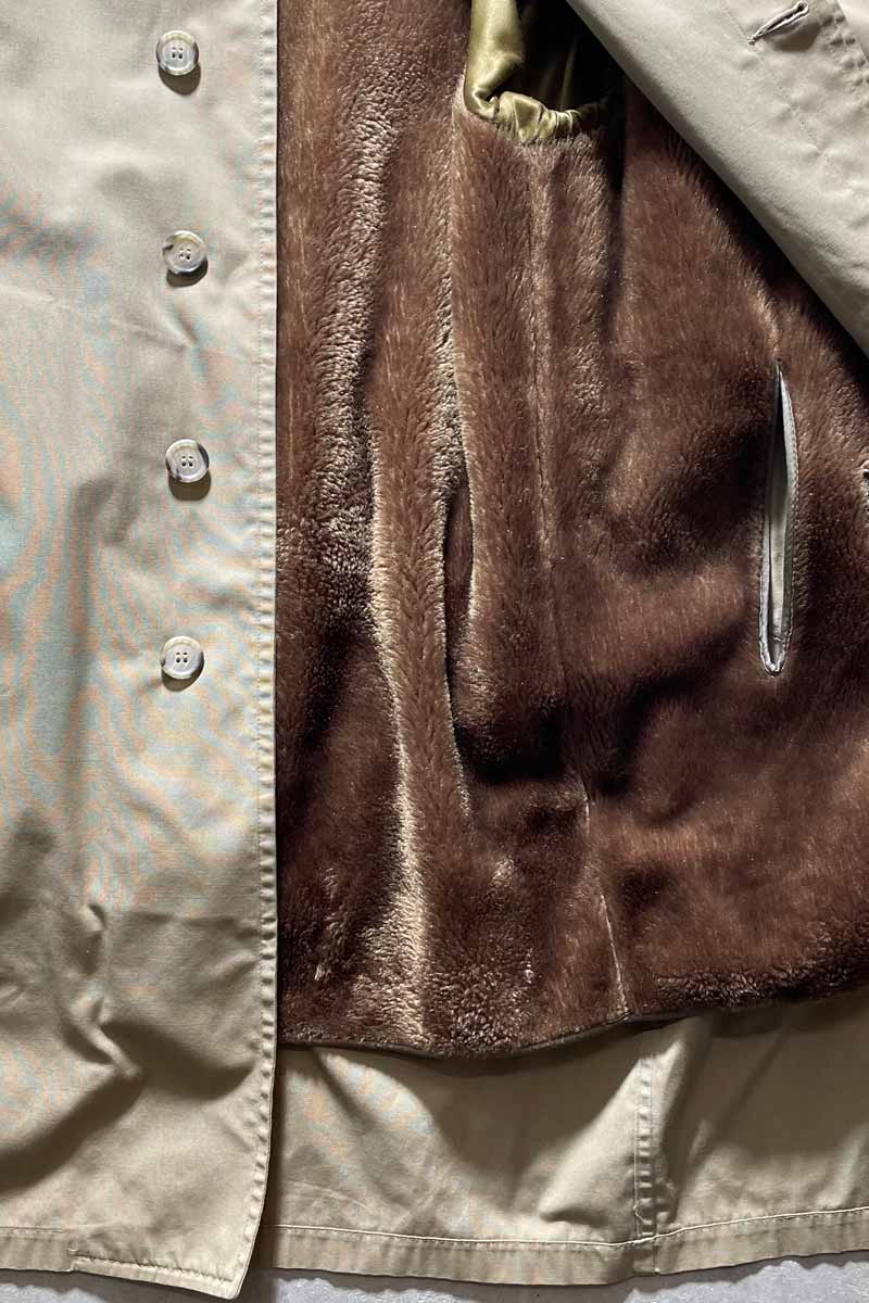 90'S BALMACAAN COAT W/FUR LINER / BEIGE [SIZE:L USED]