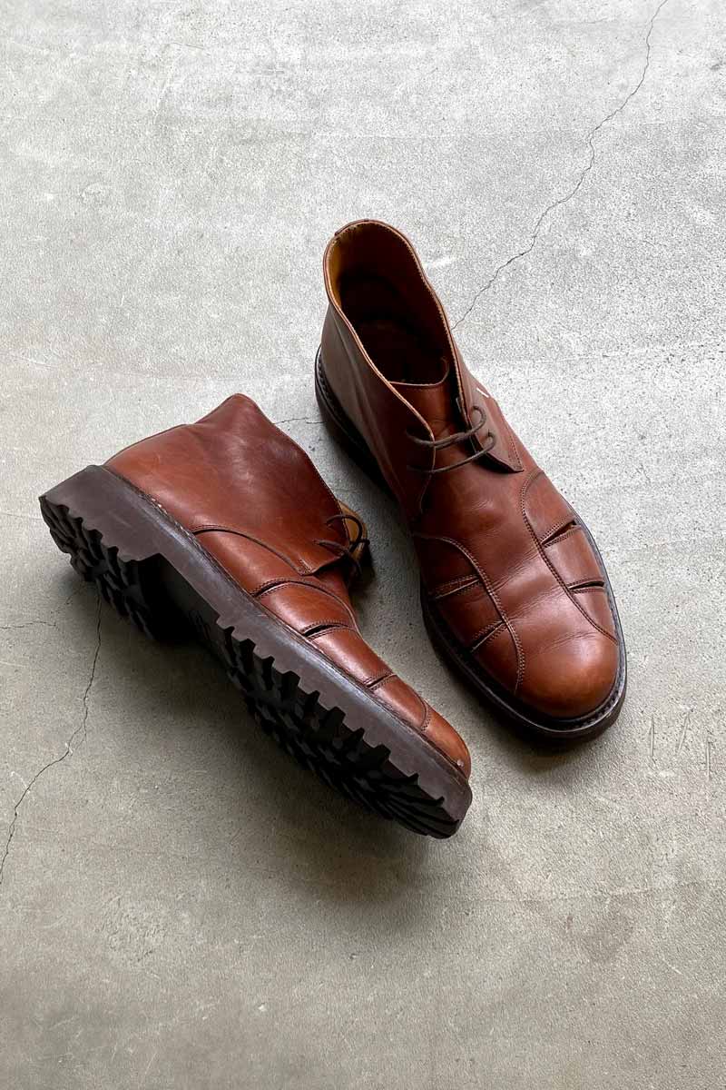 MADE IN ITALY VIBRAM SOLE GURKHA MID CUT LEATHER BOOTS / BROWN [SIZE: US8.0 (26.0cm相当) USED]