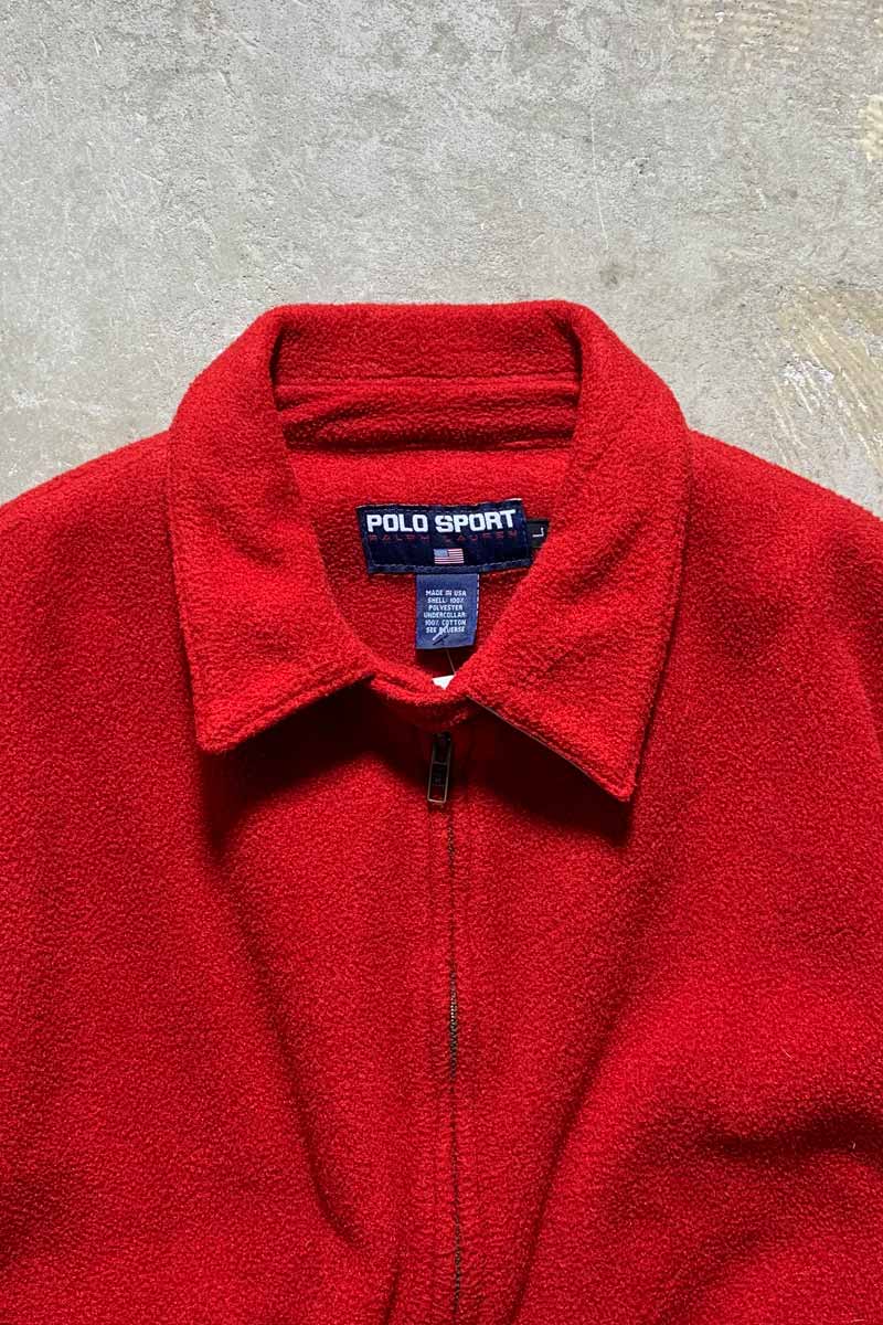 MADE IN USA 90'S ZIP UP FLEECE JACKET / RED [SIZE: L USED]