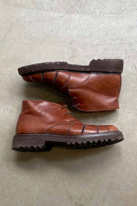 MADE IN ITALY VIBRAM SOLE GURKHA MID CUT LEATHER BOOTS / BROWN [SIZE: US8.0 (26.0cm相当) USED]