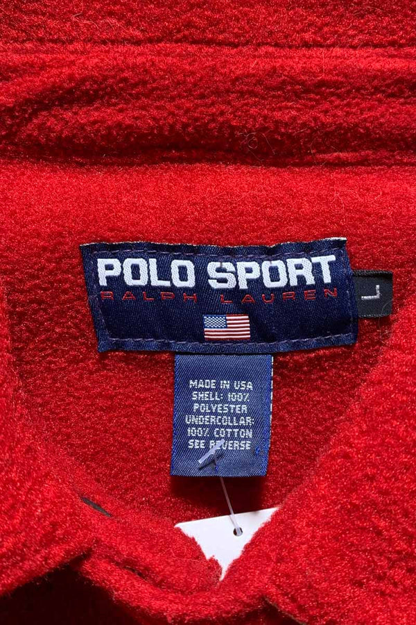 MADE IN USA 90'S ZIP UP FLEECE JACKET / RED [SIZE: L USED]