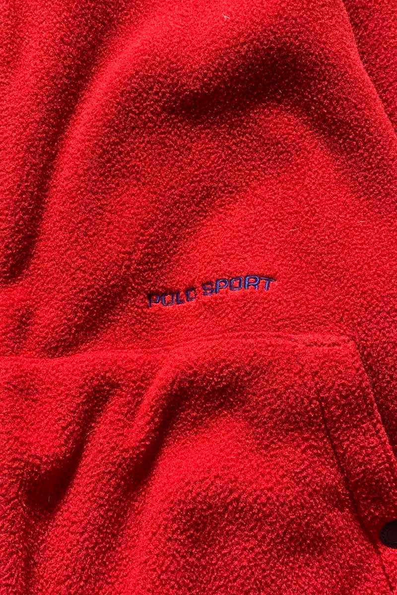MADE IN USA 90'S ZIP UP FLEECE JACKET / RED [SIZE: L USED]