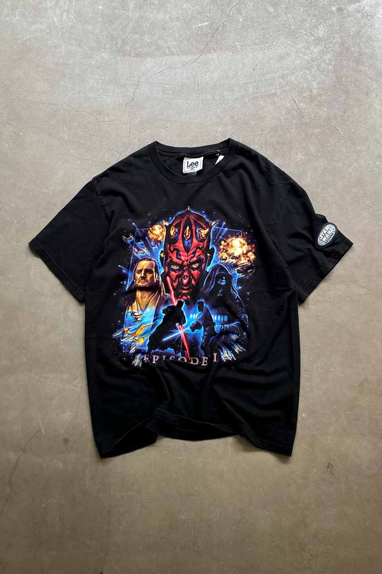 MADE IN USA 99'S S/S STAR WARS EPISODE 1 PRINT MOVIE T-SHIRT / BLACK [SIZE: L USED]