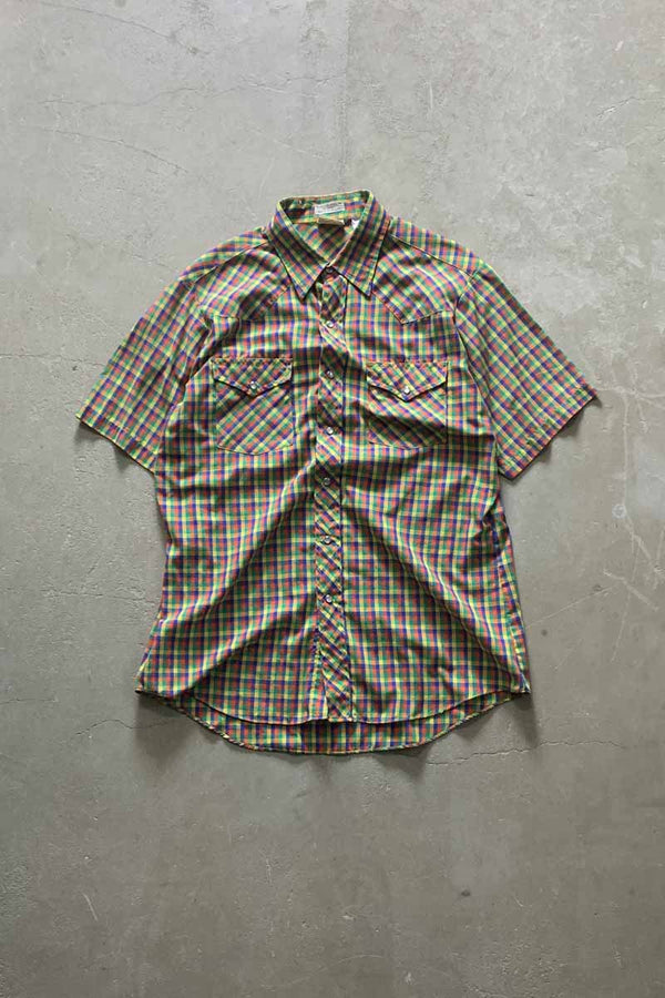 90'S S/S CHECK WESTERN SHIRT / MULTI [SIZE: M USED]