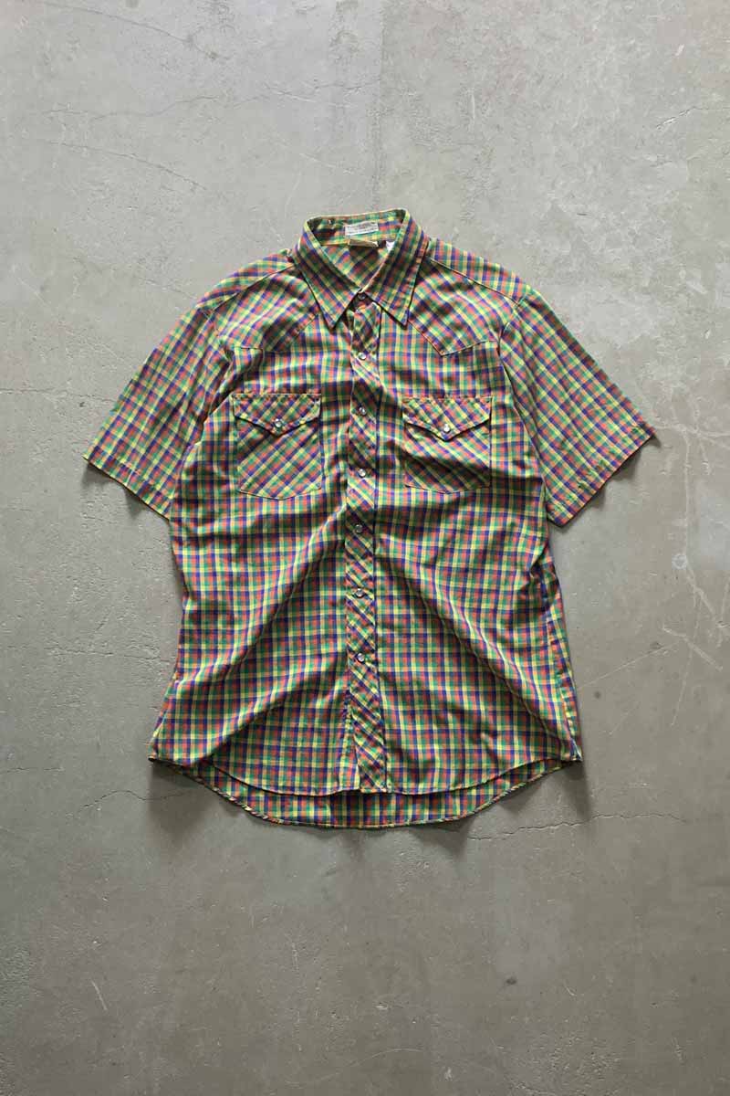 90'S S/S CHECK WESTERN SHIRT / MULTI [SIZE: M USED]