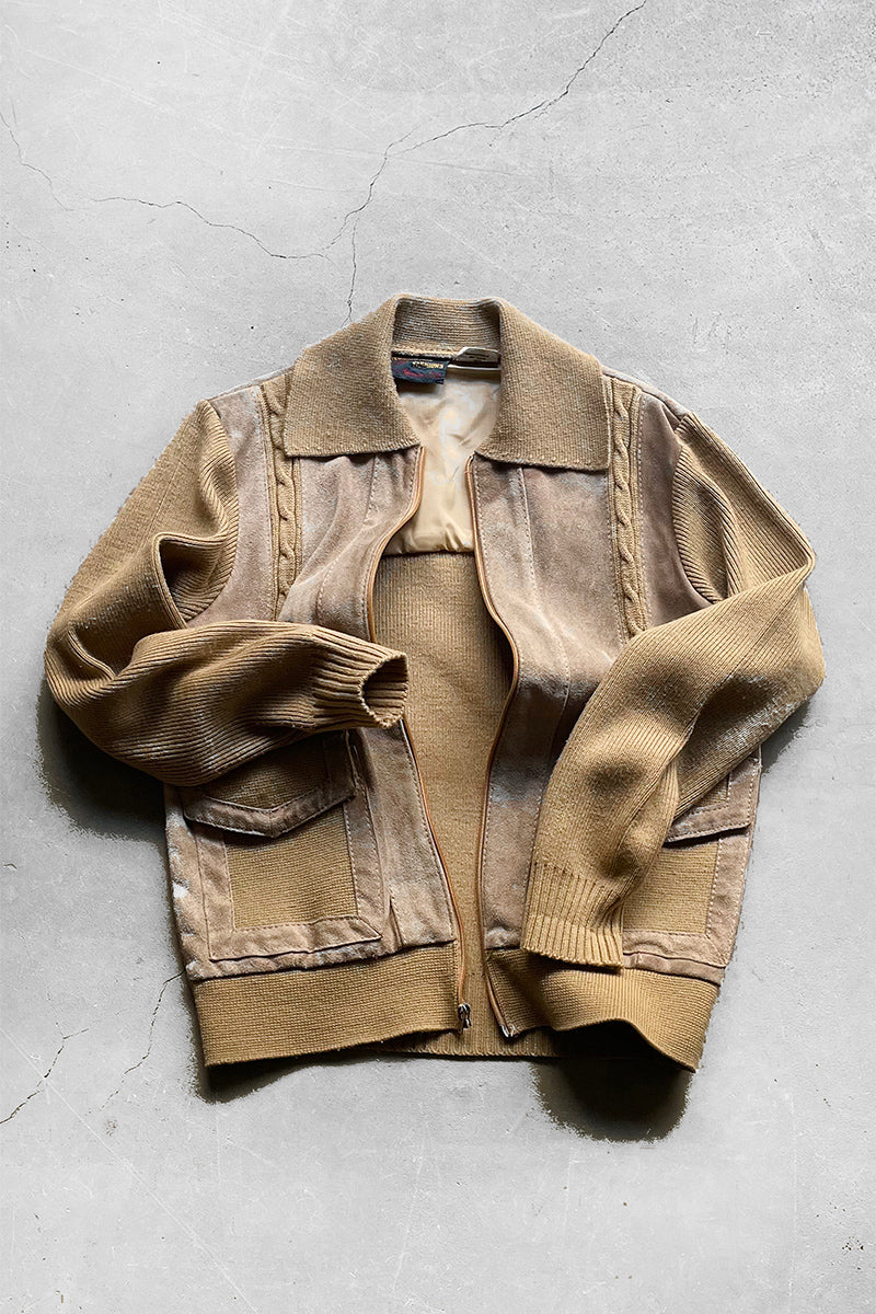 80'S WOOL SUEDE ZIP JACKET  / BEIGE [SIZE: M USED]