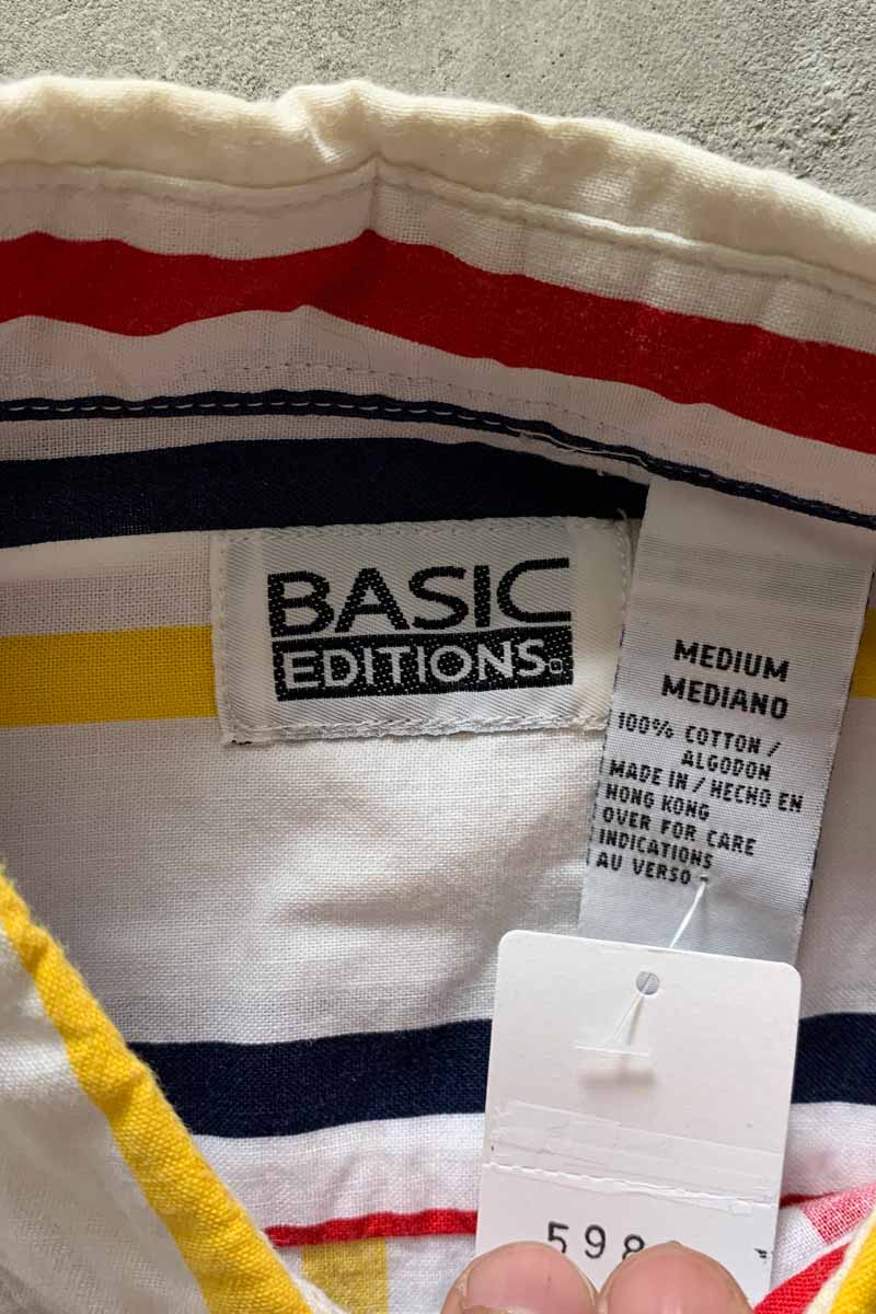 S/S STRIPE SHIRT / WHITE [SIZE: M USED]