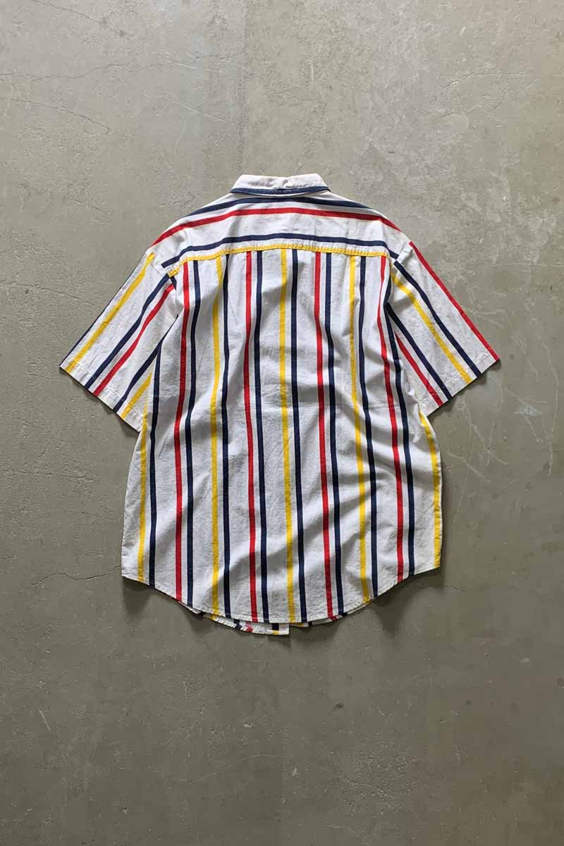 S/S STRIPE SHIRT / WHITE [SIZE: M USED]