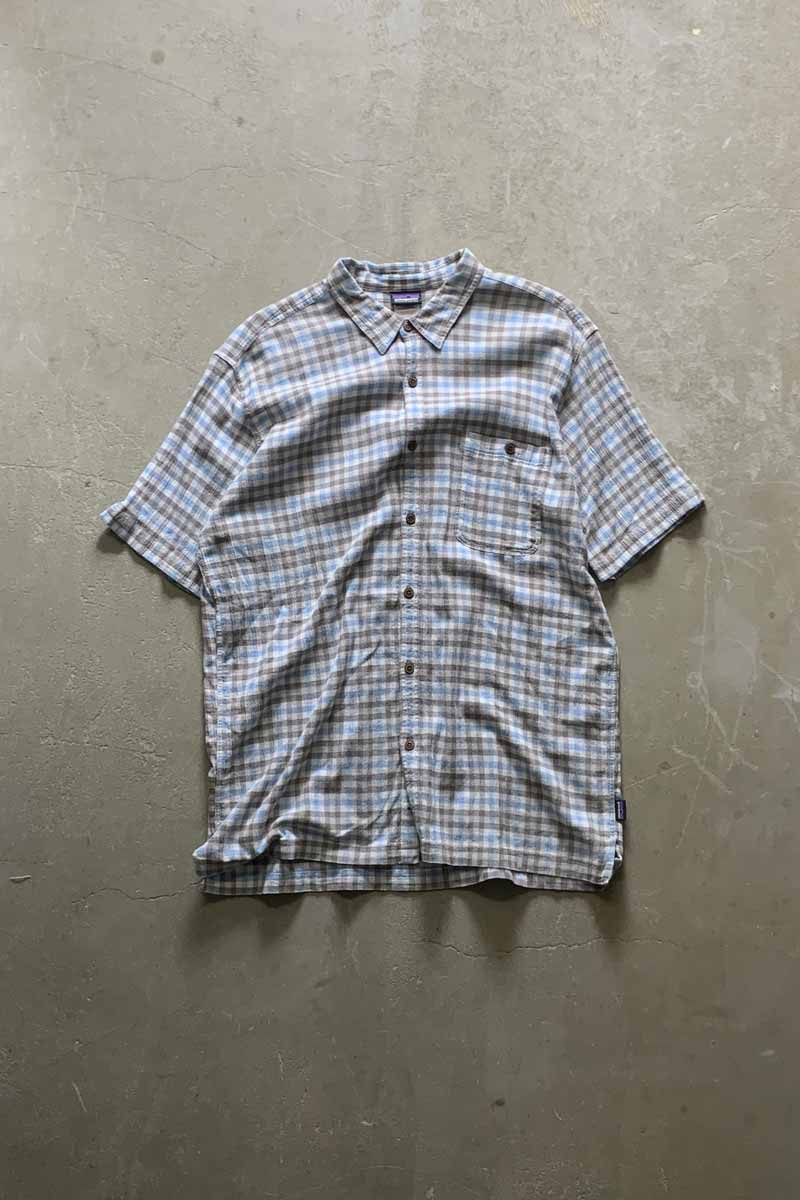 S/S ORGANIC COTTON CHECK SHIRT / BLUE [SIZE: XL USED]