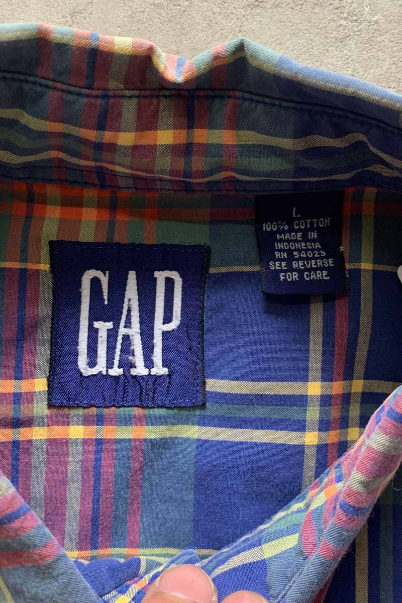 90'S S/S CHECK SHIRT / MULTI [SIZE: L USED]