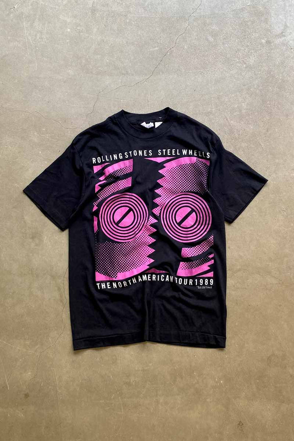 MADE IN USA '89 ROLLING STONES NORTH AMERICAN TOUR T-SHIRT SINGLE STITCH / BLACK/PURPLE [SIZE: L USED]