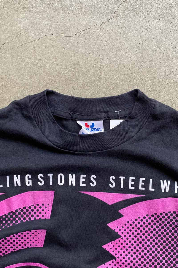 MADE IN USA '89 ROLLING STONES NORTH AMERICAN TOUR T-SHIRT SINGLE STITCH / BLACK/PURPLE [SIZE: L USED]