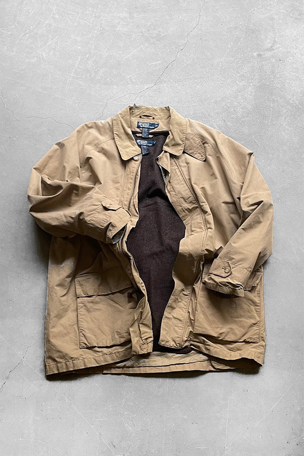 90'S SAFARI COAT WITH LINER / BEIGE [SIZE: L USED]