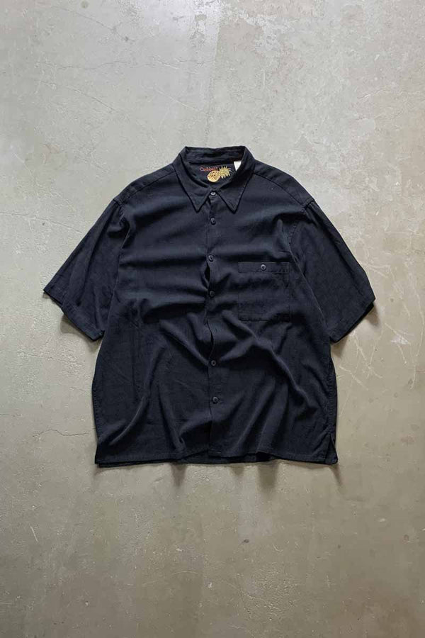 S/S SILK SHIRT / BLACK [SIZE: XL USED]