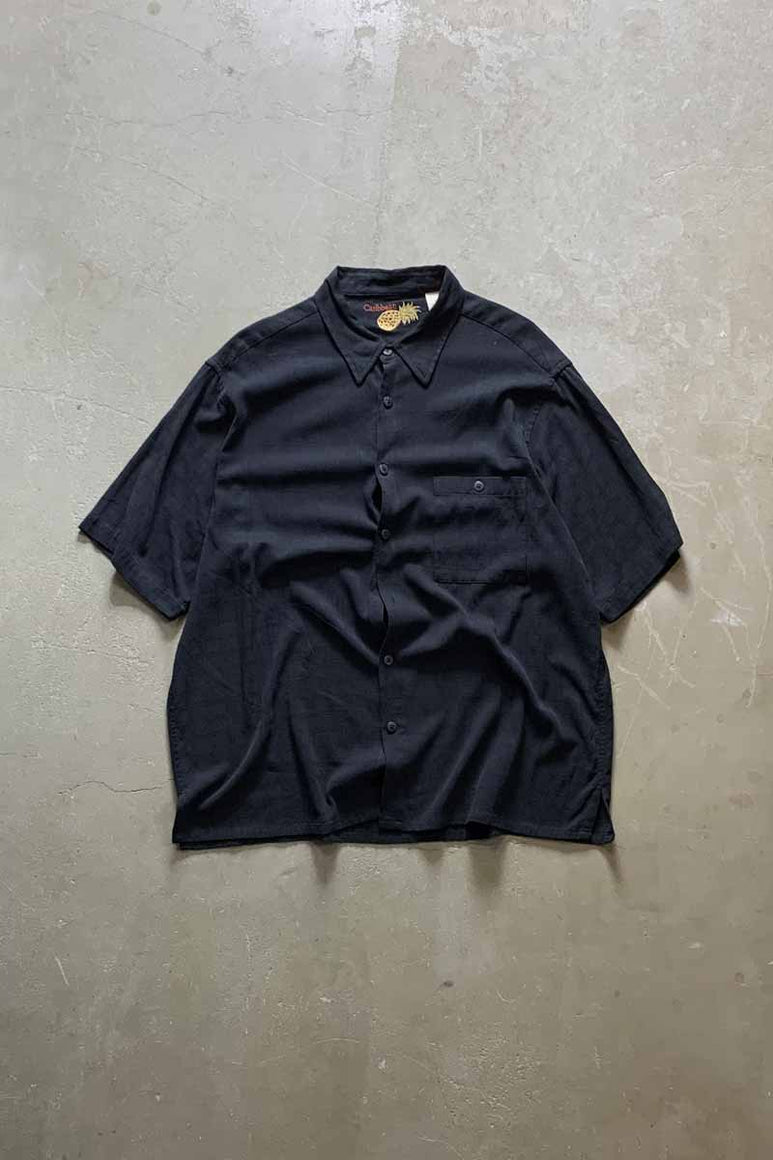 S/S SILK SHIRT / BLACK [SIZE: XL USED]