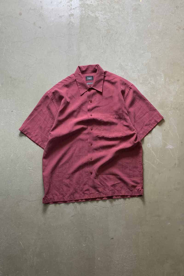 S/S OPEN COLLAR SHIRT / BURGUNDY [SIZE: M USED]