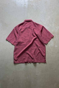 S/S OPEN COLLAR SHIRT / BURGUNDY [SIZE: M USED]