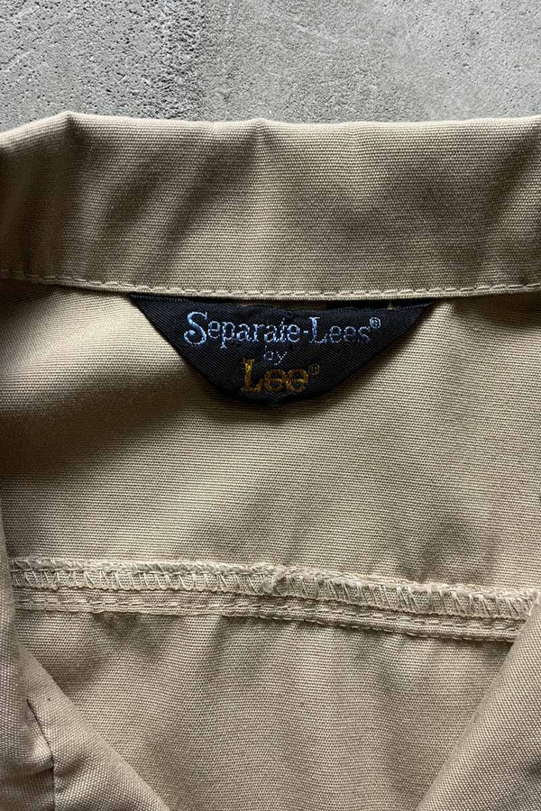 MADE IN USA 70'S S/S OPEN COLLAR SHIRT / BEIGE [SIZE: M USED]