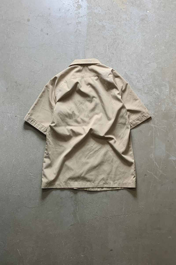 MADE IN USA 70'S S/S OPEN COLLAR SHIRT / BEIGE [SIZE: M USED]