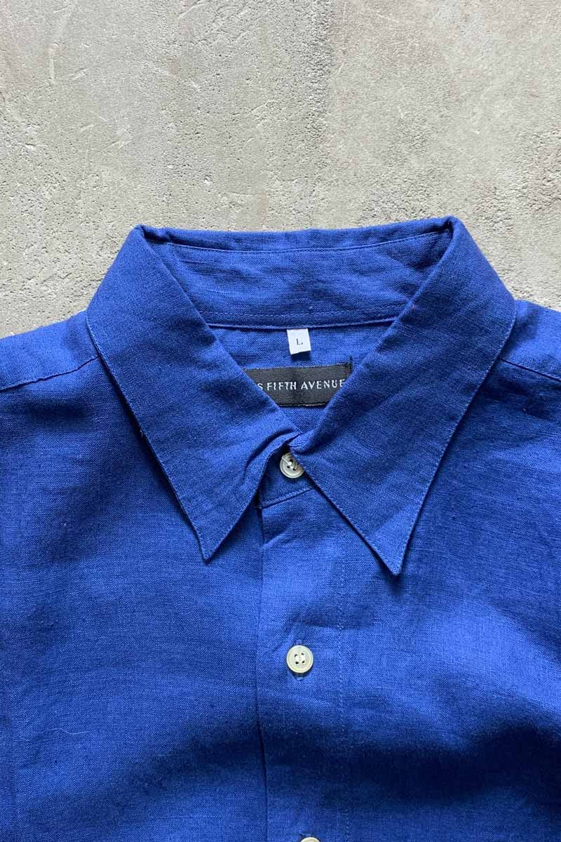 S/S LINEN SHIRT / BLUE [SIZE: L USED]