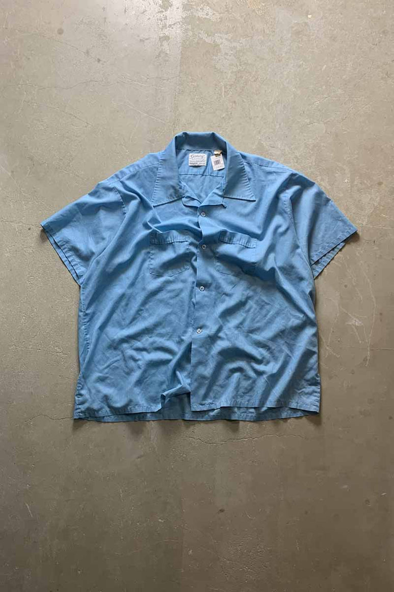 70'S S/S OPEN COLLAR SHIRT / BLUE [SIZE: 2XL USED]