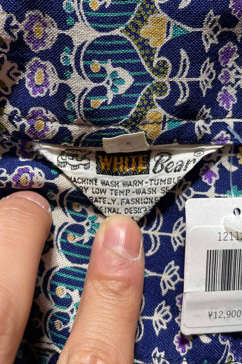 70'S OPEN COLLAR FLOWER DESIGN S/S SHIRT/ BLUE [SIZE:L USED]