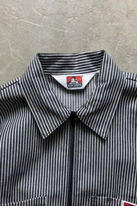 MADE IN USA S/S STRIPE PULLOVER ZIP SHIRT / GRAY [SIZE: S USED]