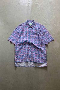 90'S S/S MULTI PATTERN COTTON SHIRT / MULTI [SIZE: M USED]