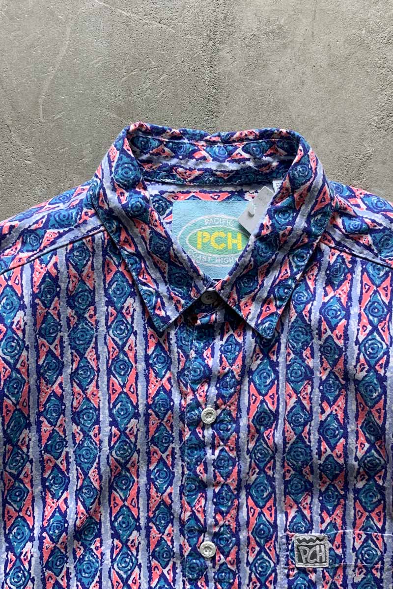 90'S S/S MULTI PATTERN COTTON SHIRT / MULTI [SIZE: M USED]