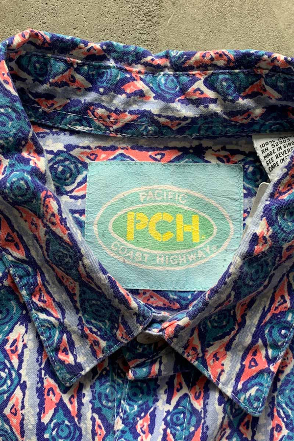 90'S S/S MULTI PATTERN COTTON SHIRT / MULTI [SIZE: M USED]