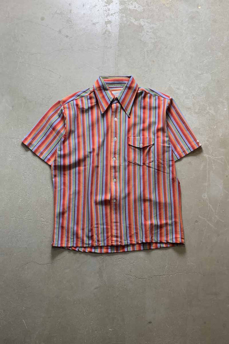 70'S S/S STRIPE NYLON SHIRT / MULTI [SIZE: L USED]