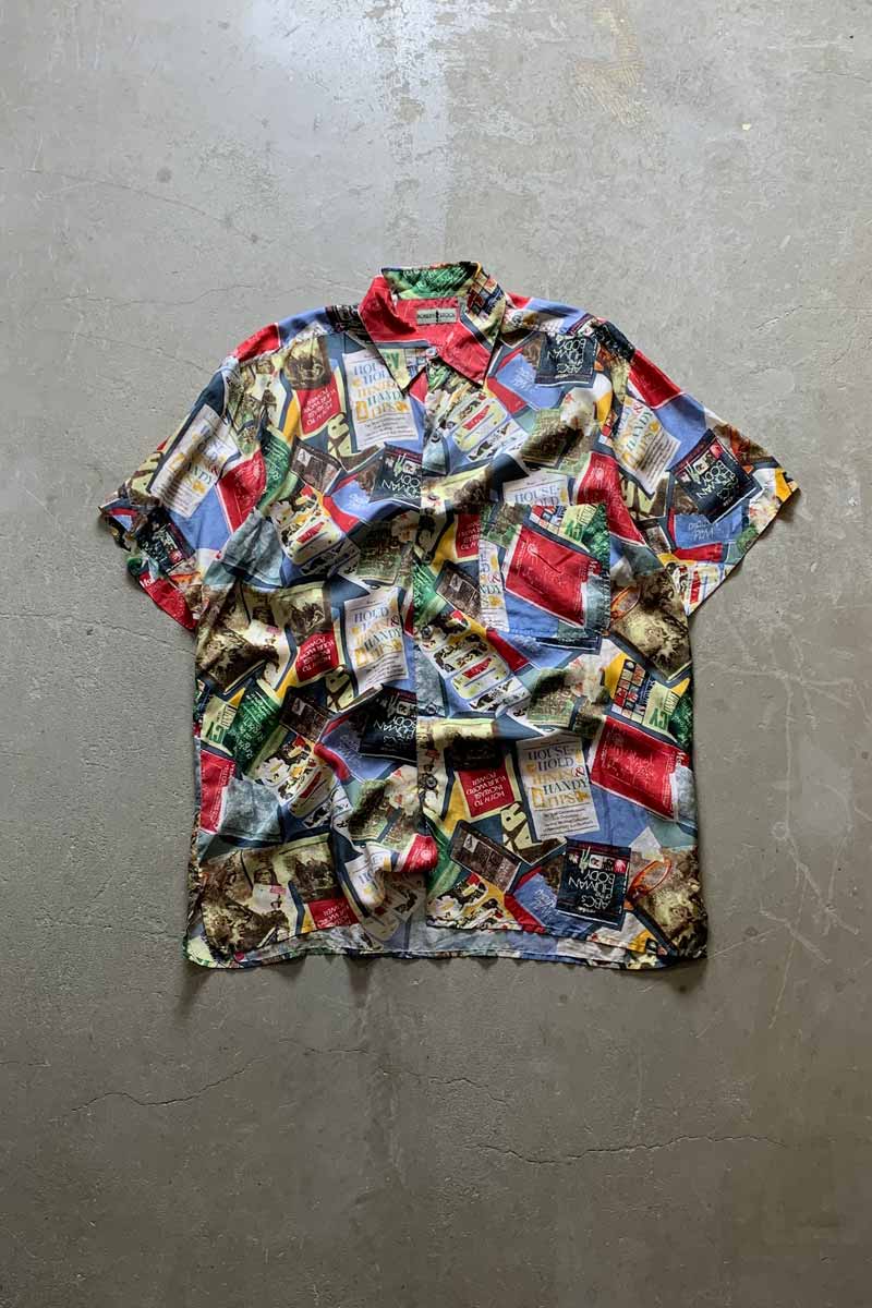 90'S S/S DESIGN SILK SHIRT / MULTI [SIZE: M USED]