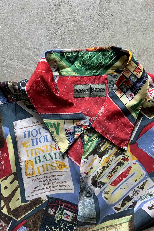 90'S S/S DESIGN SILK SHIRT / MULTI [SIZE: M USED]