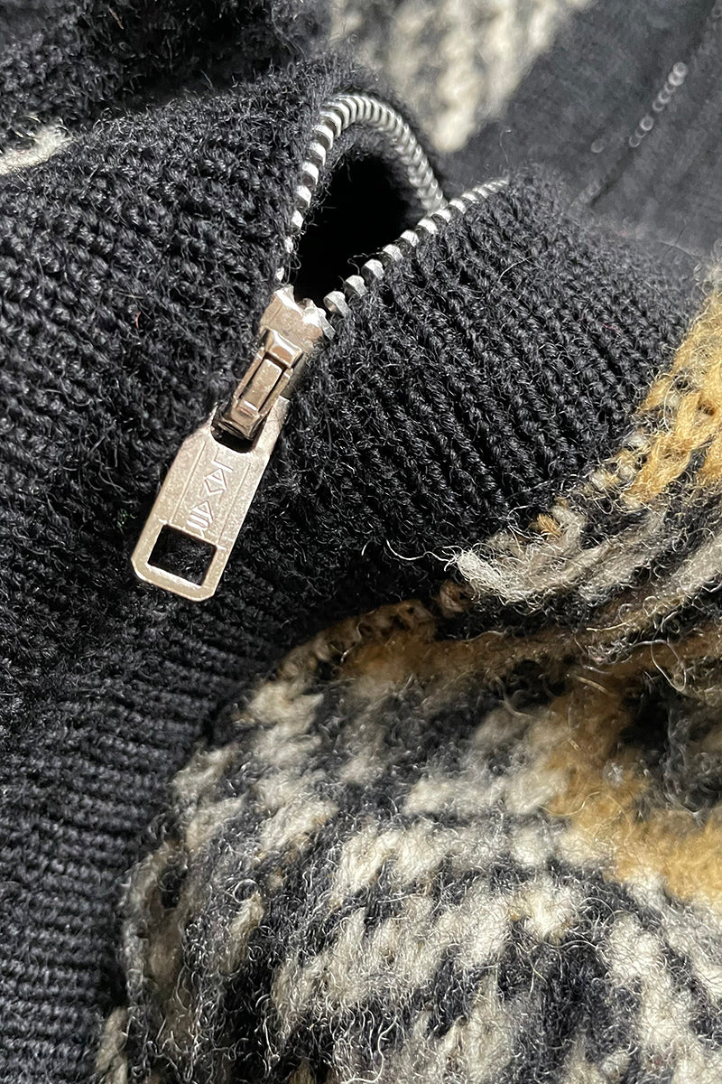 50-60'S DESIGN WOOL KNIT ZIP UP JACKET / MULTI [SIZE: S USED]