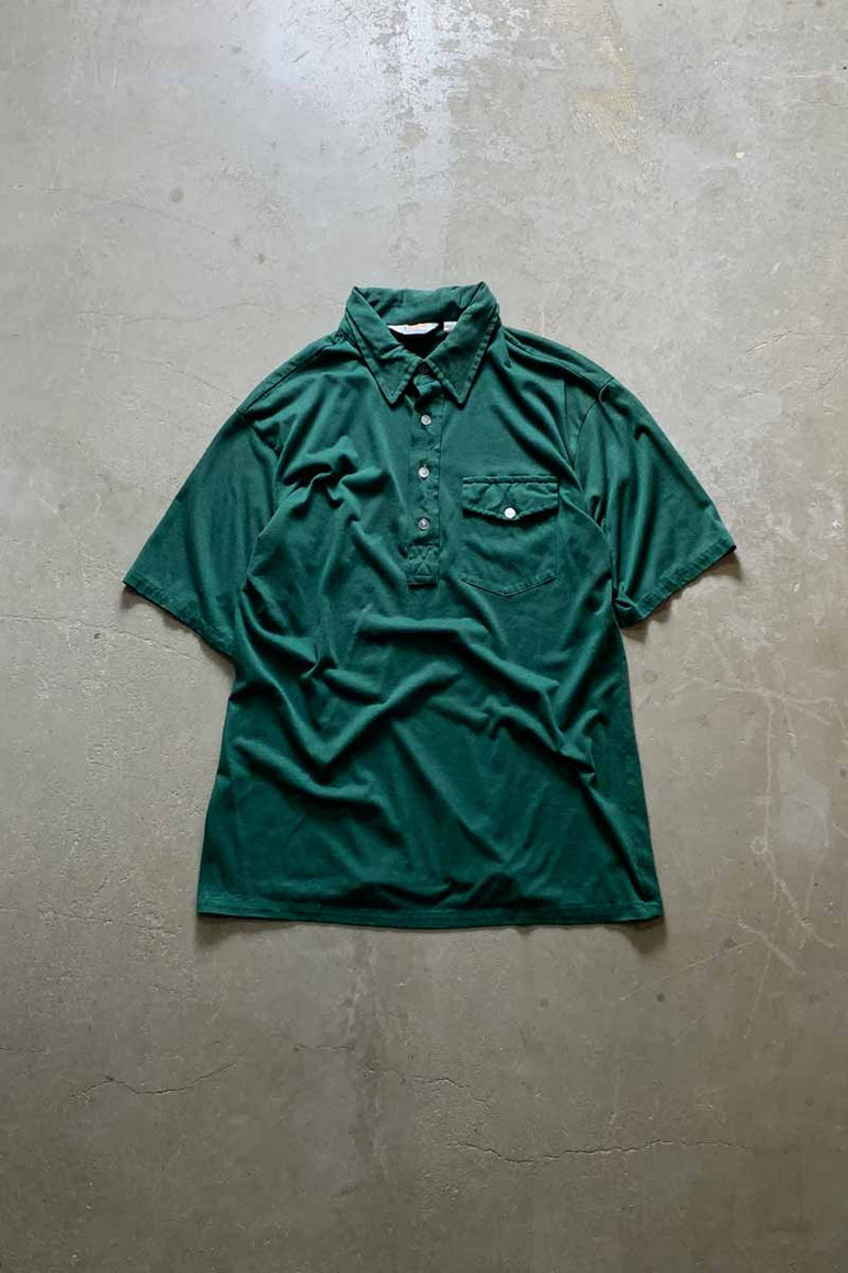MADE IN USA 80'S S/S POLO SHIRT / GREEN [SIZE: XL USED]