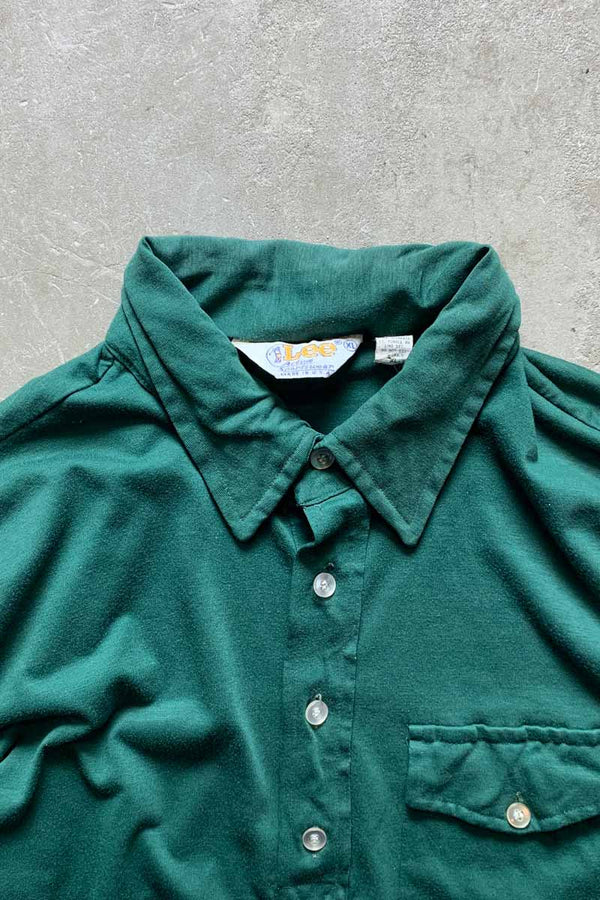 MADE IN USA 80'S S/S POLO SHIRT / GREEN [SIZE: XL USED]