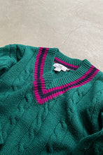 画像をギャラリービューアに読み込む, 80&#39;S V-NECK TILDEN WOOL KNIT SWEATER / GREEN [SIZE: M USED]
