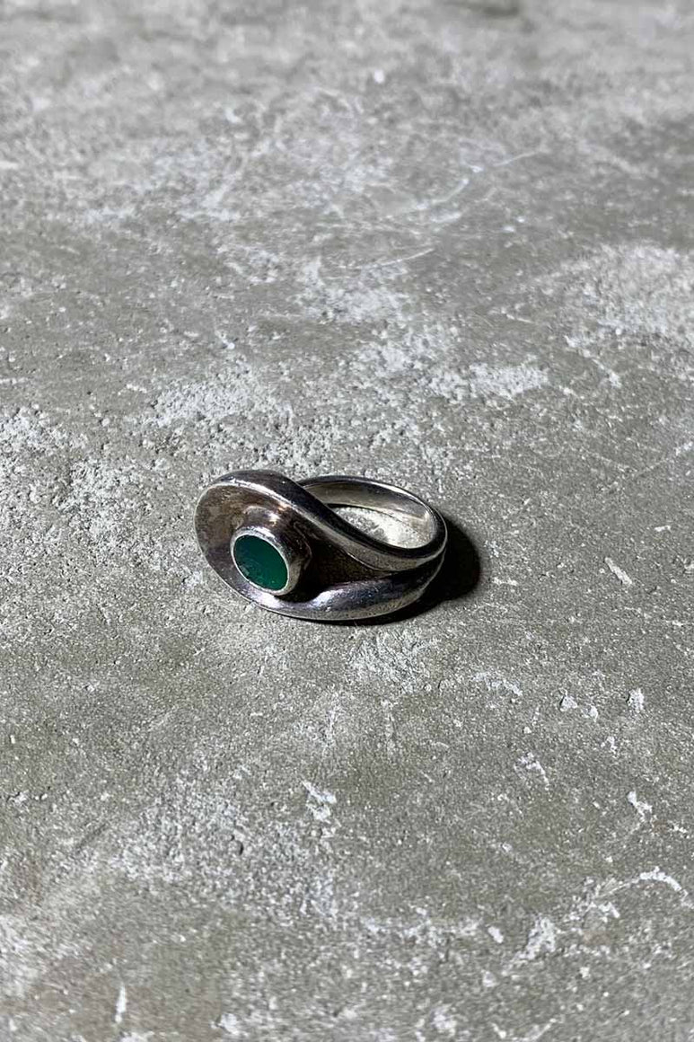 925 SILVER RING W/STONE [SIZE: 10号相当 USED]
