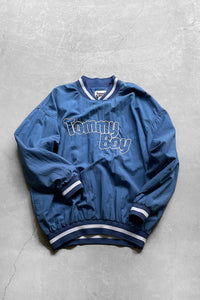 90'S V-NECK PULLOVER NYLON JACKET/ BLUE [SIZE:2XL USED]