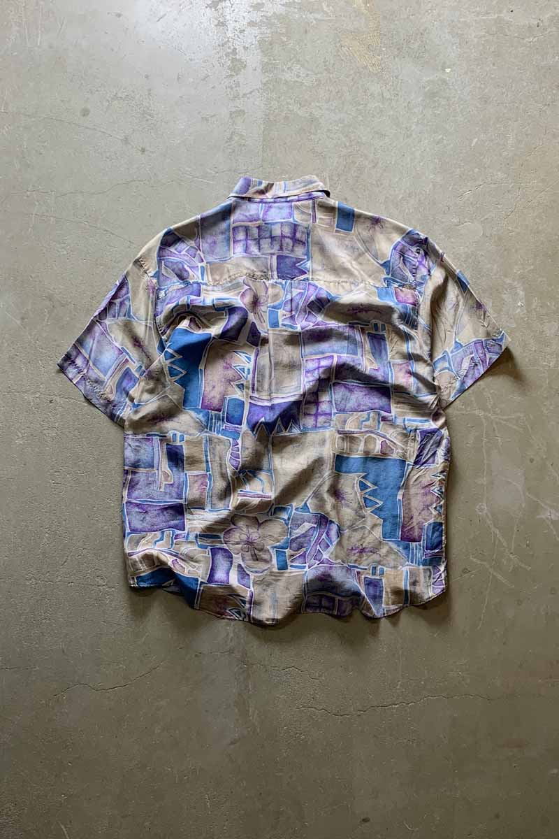 S/S SILK POCKET DESIGN PATTERN ART SHIRT / MULTI [SIZE: L USED]