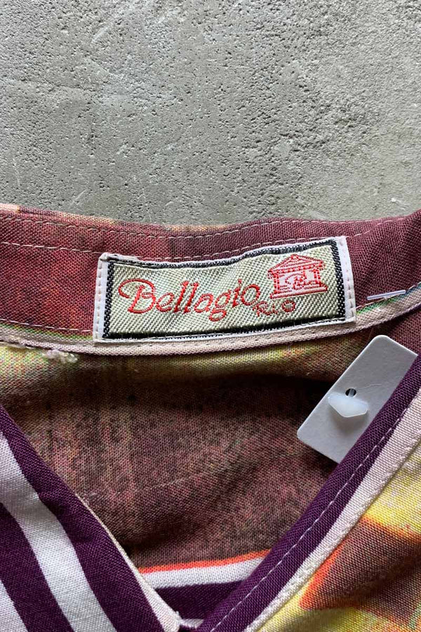 S/S STRIPE DESIGN SHIRT / BURGUNDY [SIZE: L USED]