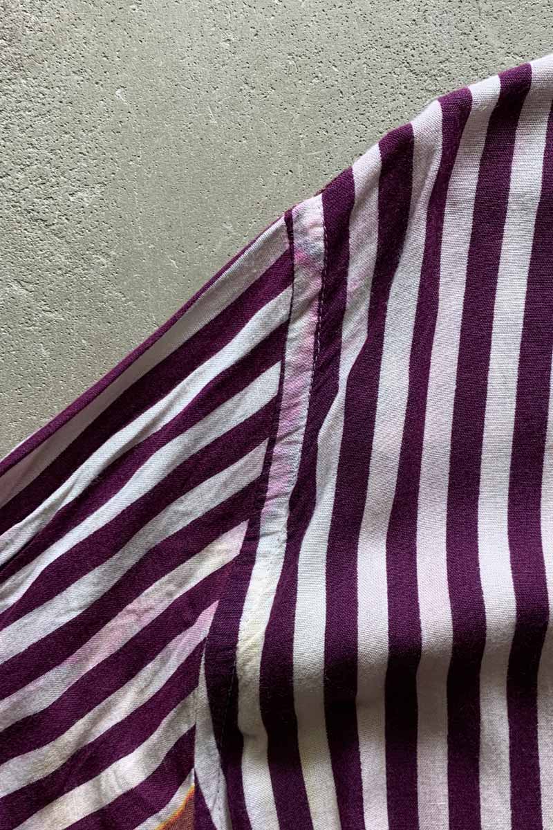 S/S STRIPE DESIGN SHIRT / BURGUNDY [SIZE: L USED]