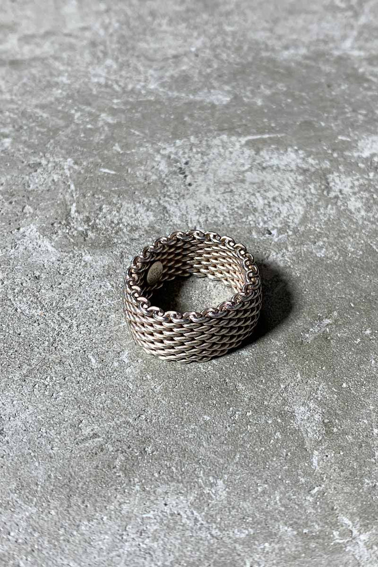SILVER MESH RING [SIZE: 18号相当 USED]