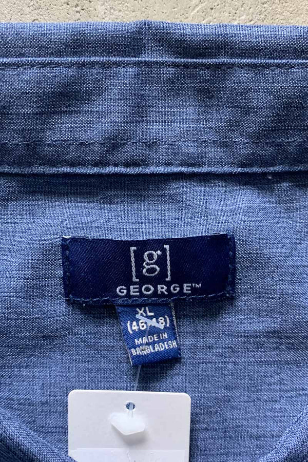 S/S STRIPE DESIGN SHIRT / NAVY [SIZE: XL USED]