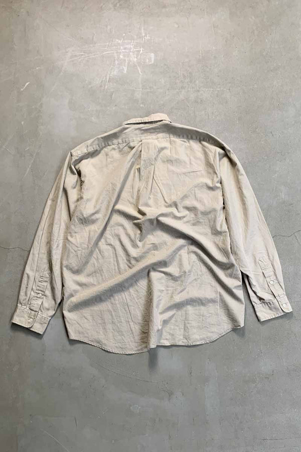 90'S L/S B.D TWO-PLY COTTON BLAKE SHIRT / BEIGE [SIZE: XL USED]