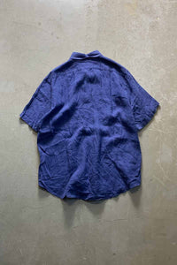 90'S S/S LINEN ONE POINT CLASSIC FIT SHIRT / NAVY [SIZE: XL USED]